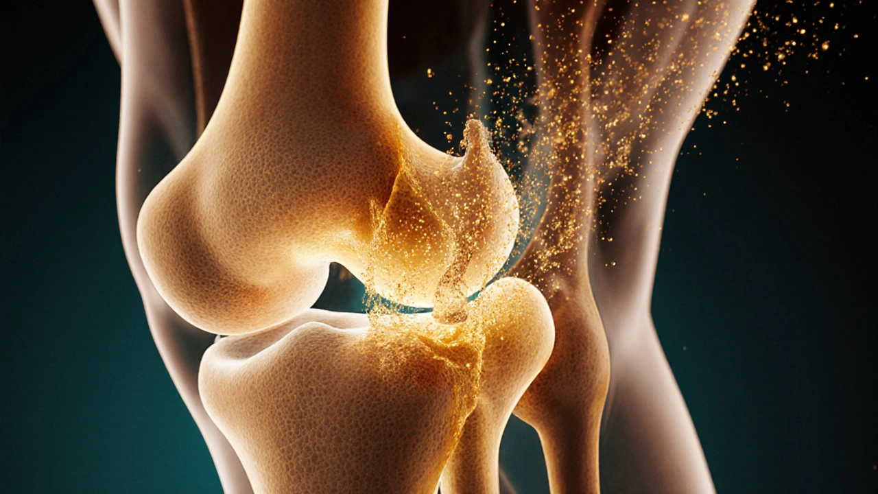 Molekulární obraz hydrolyzovaného kolagenu typu II obnovujícího chrupavku v kloubu.