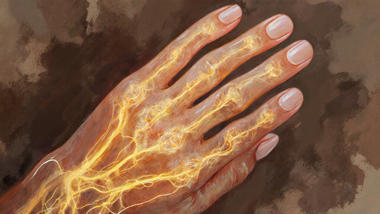 Přenos vitamínu B7 do nehtového lůžka jako zlatého světla z potravin.