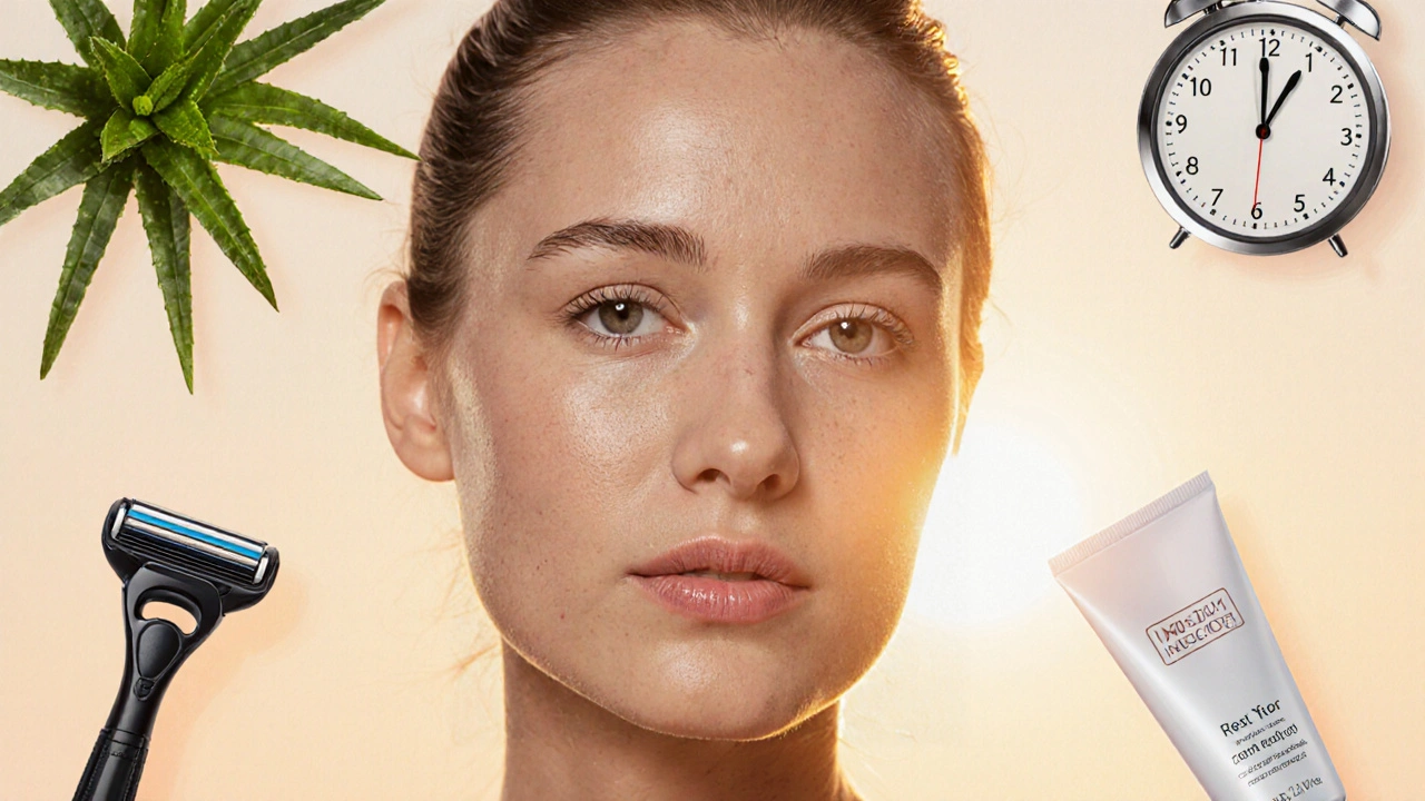 Zdravá kůže s jemnými vlasovými folikuly a prvky péče.