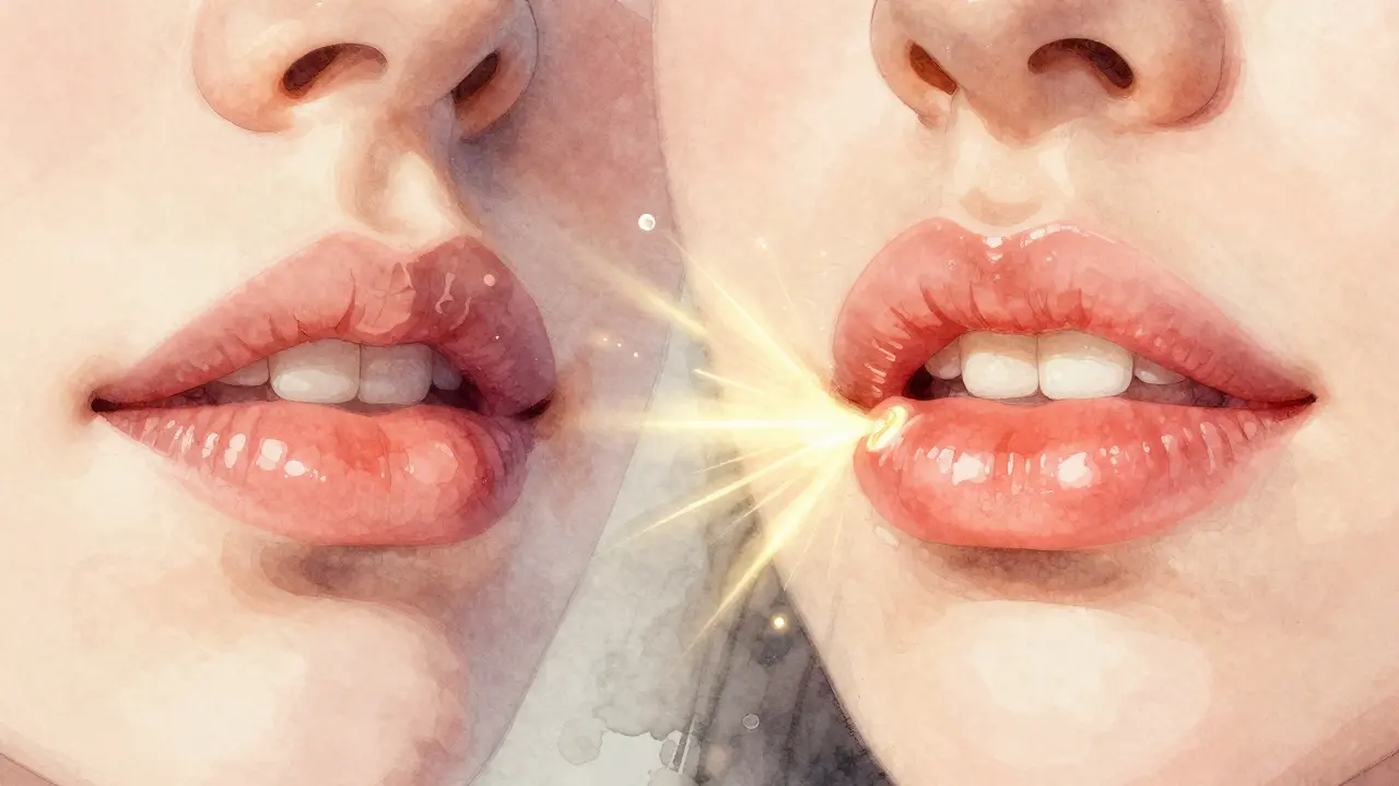 Líčení starých rtů hydratačním balsámem s hyaluronovou kyselinou a ochranou proti UV