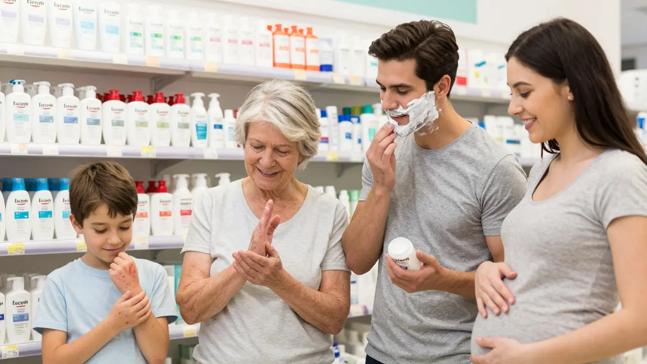 Různé skupiny lidí používají různé produkty Eucerin pro různé potřeby kůže.