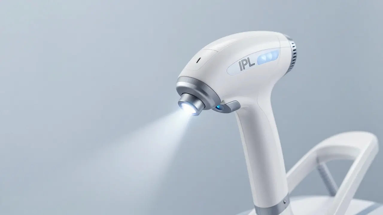 Moderní přístroj na laserovou epilaci s vyzařovaným paprskem světla.