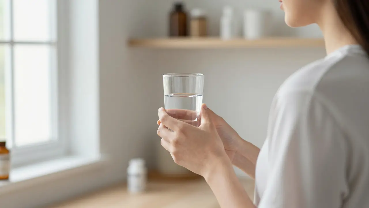 Člověk s probiotiky u okna, důraz na správné skladování