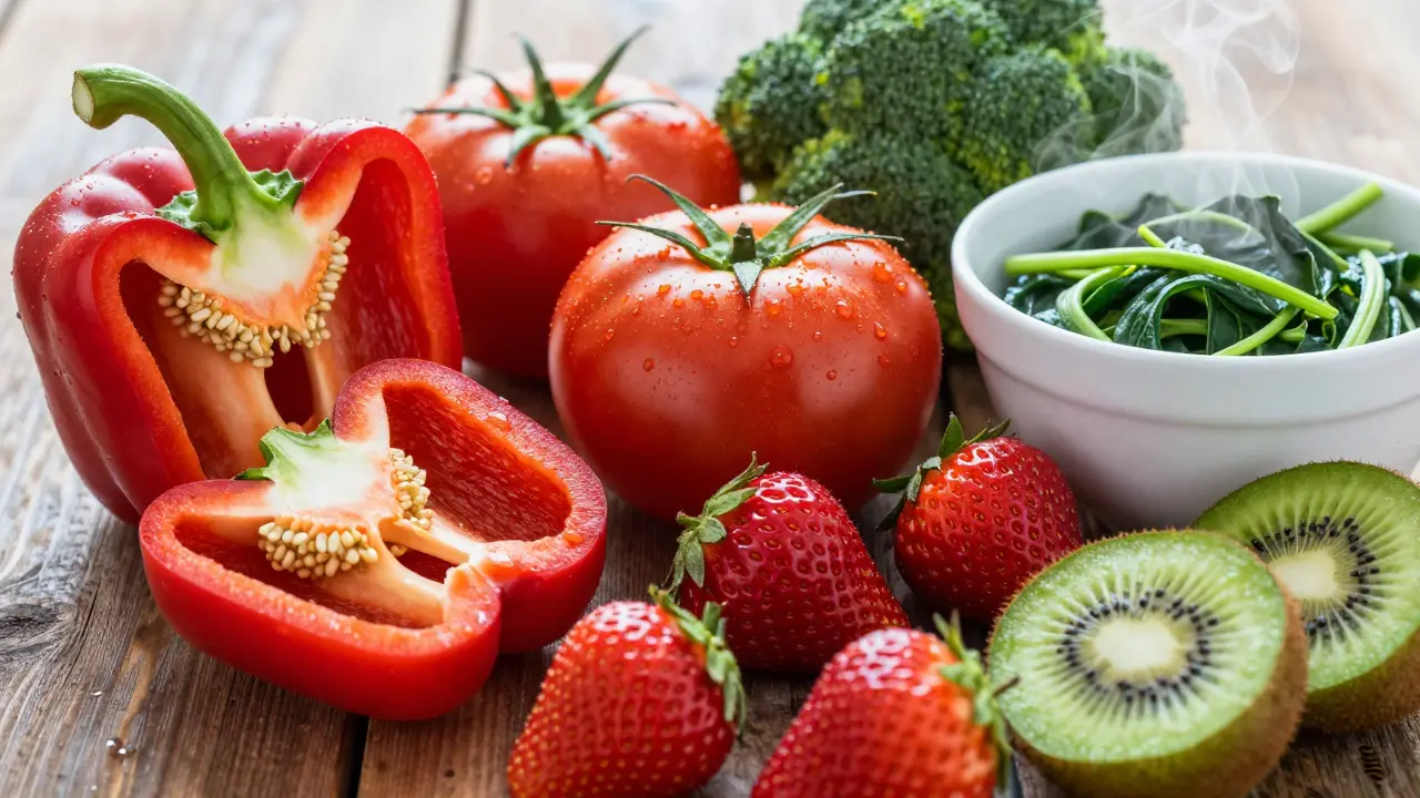 Čerstvé ovoce a zelenina bohaté na vitamín C