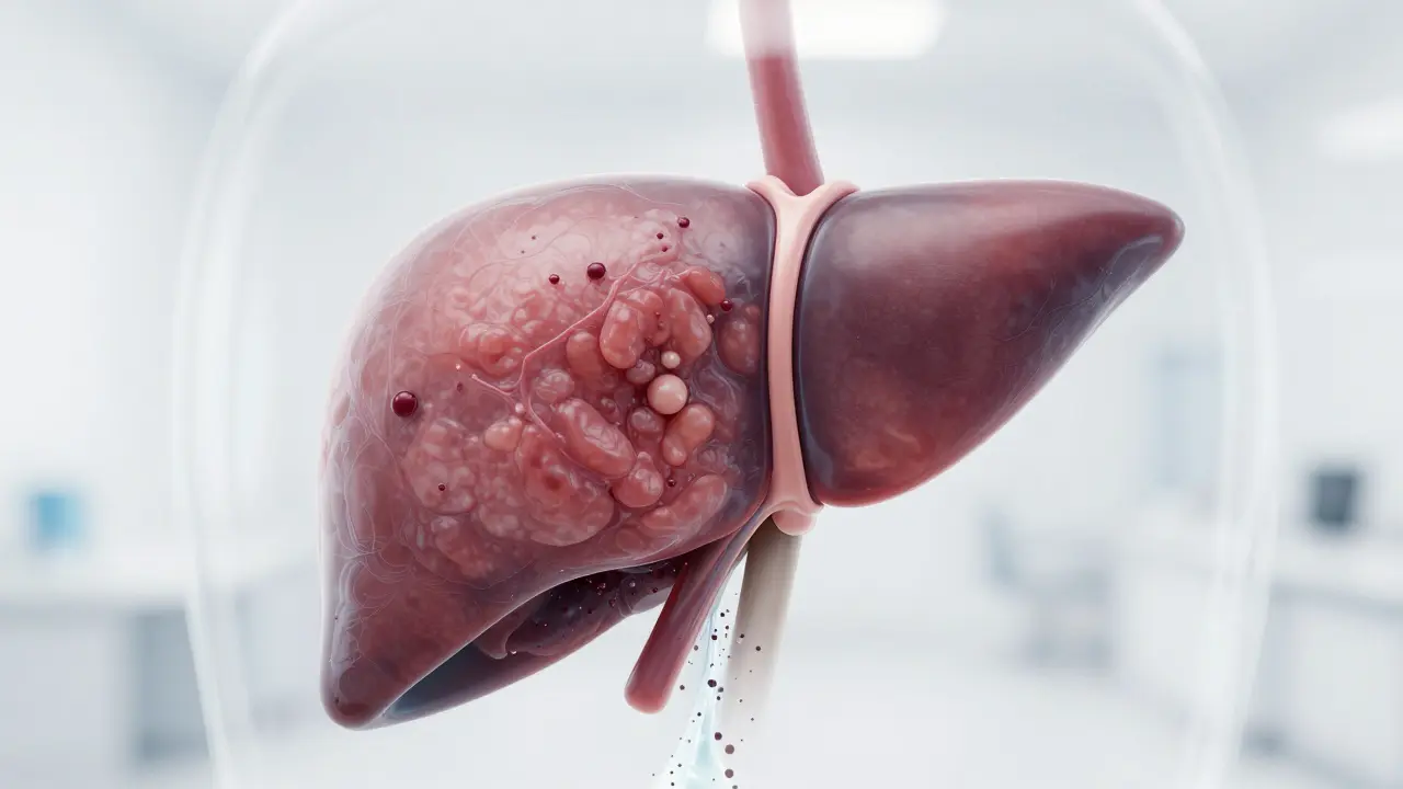 Anatomické zobrazení jater při detoxikaci od alkoholu