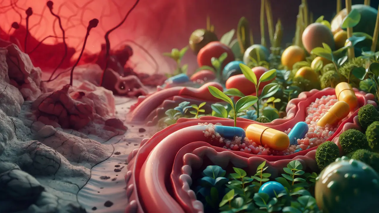 Konceptuální znázornění obnovy střevního mikrobiomu v čase